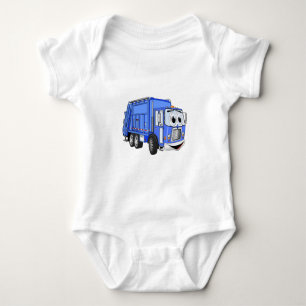 Blue Cartoon Garbage Truck Cartoon Baby Strampler