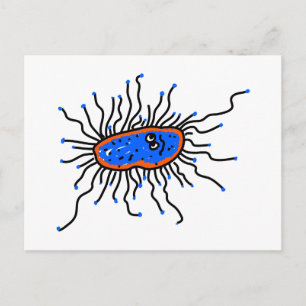 Blue Cartoon Germ Postkarte