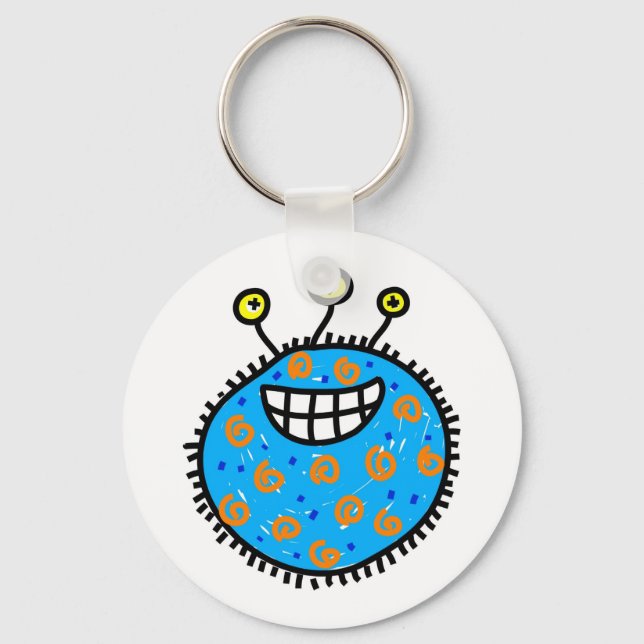 Blue Cartoon Germ Schlüsselanhänger (Vorderseite)
