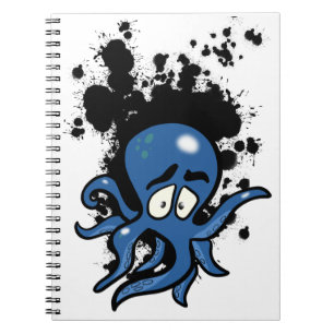 Blue Cartoon Octopus Notebook Notizblock
