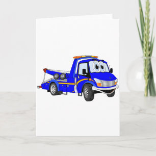 Blue Cartoon Tow Truck Karte
