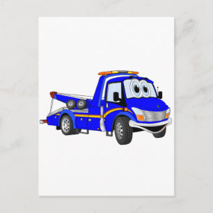Blue Cartoon Tow Truck Postkarte