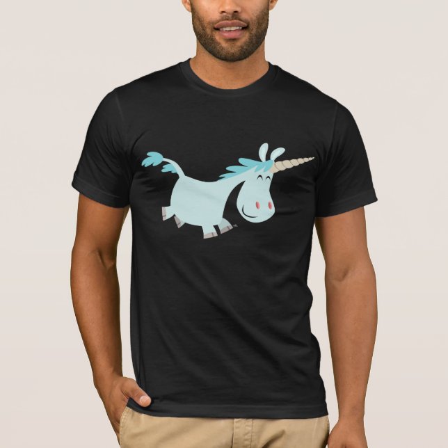 Blue Cartoon Unicorn T - Shirt (Vorderseite)