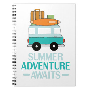 Blue Cartoon Van Best Family Adventure Vacations Notizblock