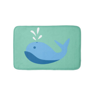 Blue Cartoon Whale Custom Bath Mat Badematte