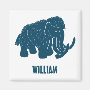 Blue Cartoon Wooly Mammoth Personalisiert Magnet
