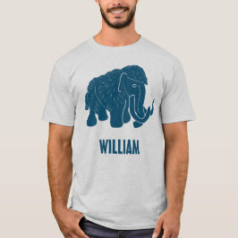 Blue Cartoon Wooly Mammoth Personalisiert T-Shirt