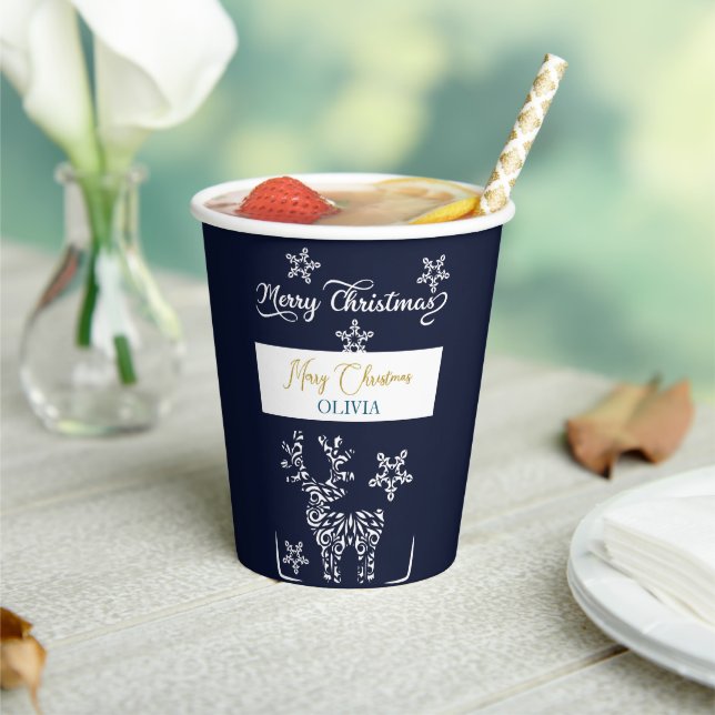 Blue Carved Weihnachtsschmuck Pappbecher (In Situ)