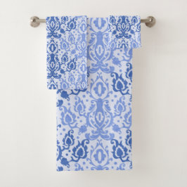 Blue Casbah marokkanischer Damask Badhandtuch Set