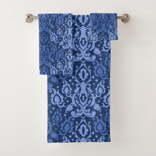 Blue Casbah marokkanischer Damask Badhandtuch Set (Insitu)