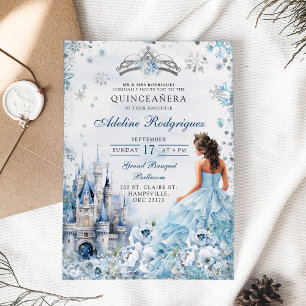 Blue Castle Palace Quinceanera Mexikanischer Gebur Einladung