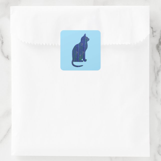 Blue Cat Art Sticker (Tasche)
