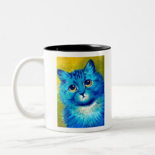 Blue cat by Louis Wain Zweifarbige Tasse