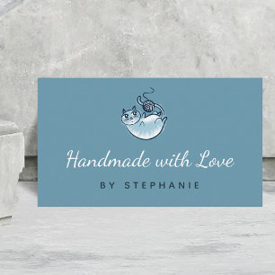 Blue Cat Crotchet Knitter Handgemachte Kraft Garne Visitenkarte