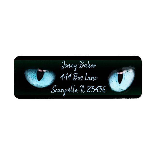 Blue Cat Eyes Halloween Spooky Black (Vorne)