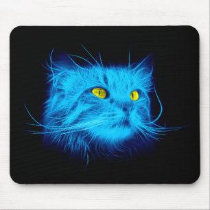 Blue Cat Face Mousepad