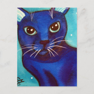 Blue Cat Full Moon Postkarte