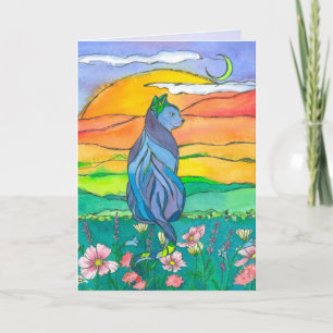 Blue Cat Happy Birthday Karte