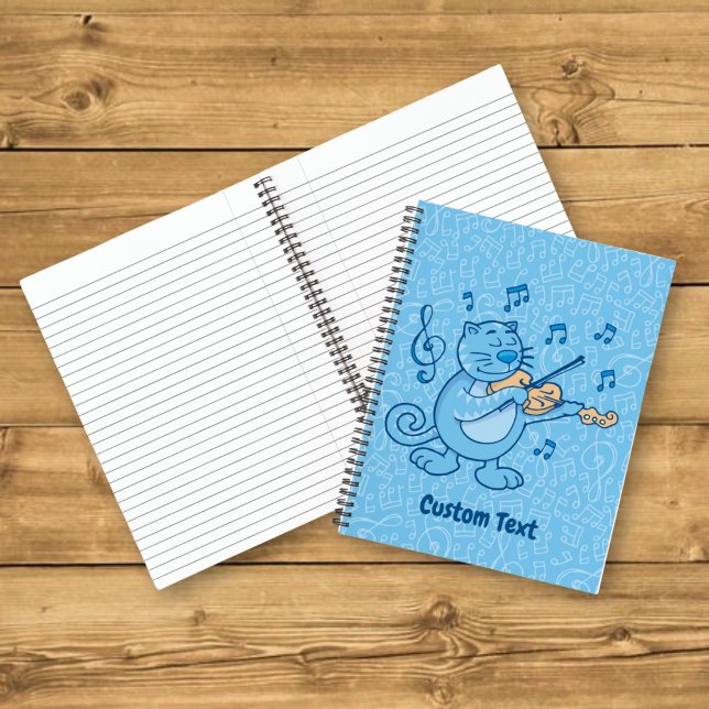 Blue Cat mit Violin-Notebook Notizbuch (Von Creator hochgeladen)