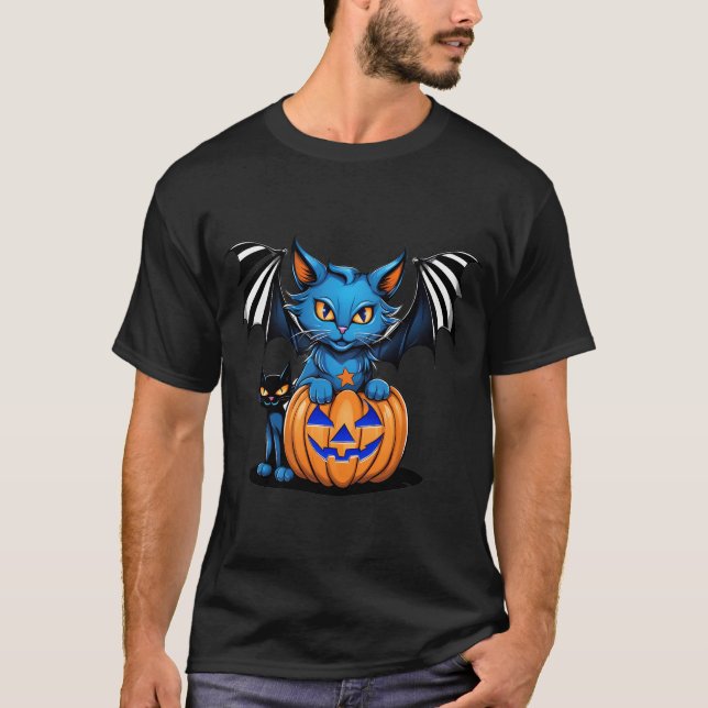 Blue Cat mit Wings T-Shirt (Vorderseite)
