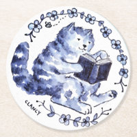 Blue Cat Reading Paper Untersetzer