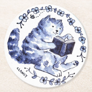 Blue Cat Reading Paper Untersetzer