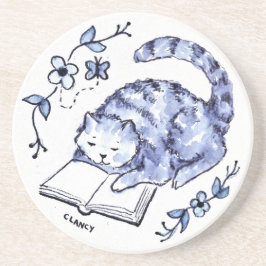 Blue Cat Reading Untersetzer
