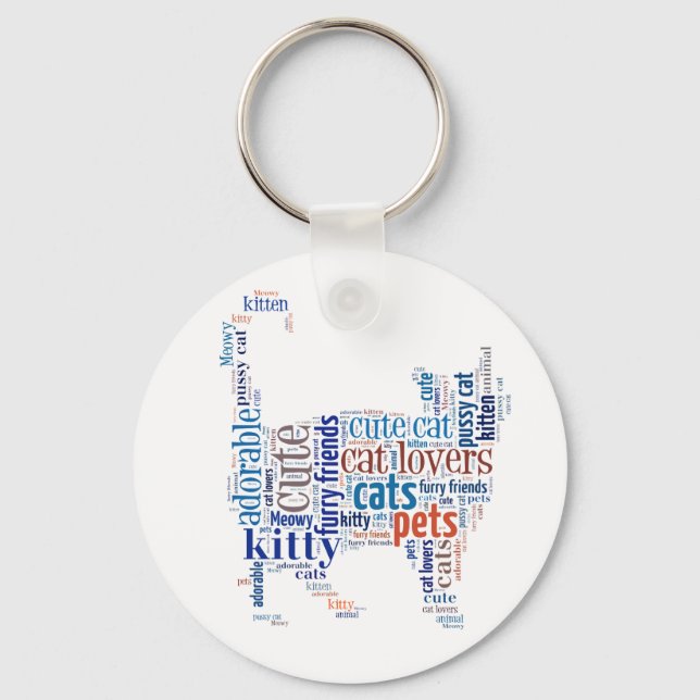 Blue Cat Text Design Schlüsselanhänger (Vorderseite)