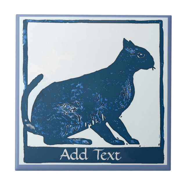 Blue Cat Tile, Text hinzufügen Fliese (Vorderseite)