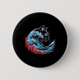 Blue Cat Wave for Kamala 47 Funny Cat Ladys 2024 Button