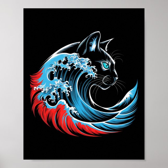 Blue Cat Wave for Kamala 47 Funny Cat Ladys 2024 Poster (Vorne)