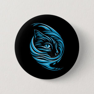 Blue Cat Wave for Kamala 47 Funny Cat Ladys Harri Button