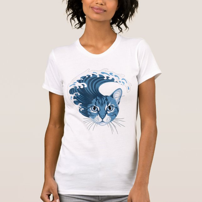 Blue Cat Wave for Kamala Harris 2024 Funny T-Shirt (Vorderseite)