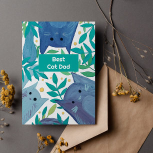 Blue Cats & Filialen Best cat dad Holiday Card Feiertagskarte