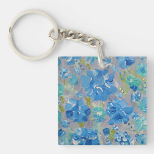Blue Celebration Floral Acrylic Key Chain Schlüsselanhänger