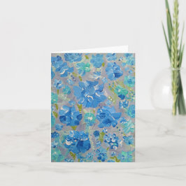 Blue Celebration Floral Note Card Dankeskarte