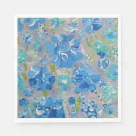 Blue Celebration Floral Paper Napkins Serviette