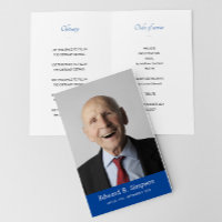 Blue Celebration of Life Foto Funeral Program