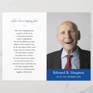 Blue Celebration of Life Funeral Program Foto