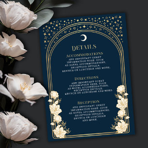 Blue Celestial Elegante Art Nouveau Hochzeit Detai Begleitkarte
