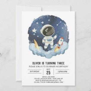 Blue Celestial Elegante Astronaut Boy Birthday Einladung