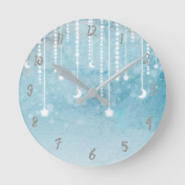 Blue Celestial Glow Moon Kinderzimmer Room Persona Runde Wanduhr