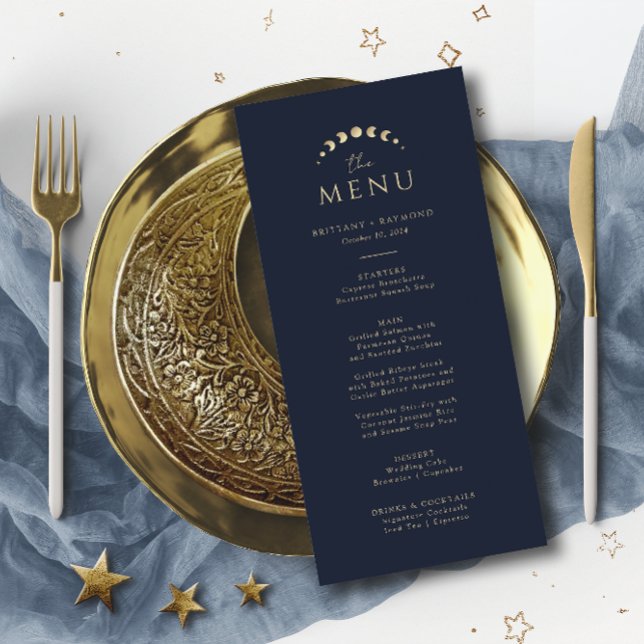 Blue Celestial Wedding Menu Menükarte (Von Creator hochgeladen)
