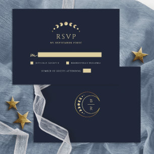 Blue Celestial Wedding RSVP Karte