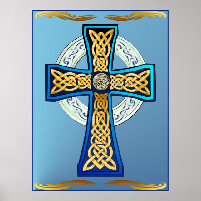 Blue Celtic Cross Poster (Vorne)