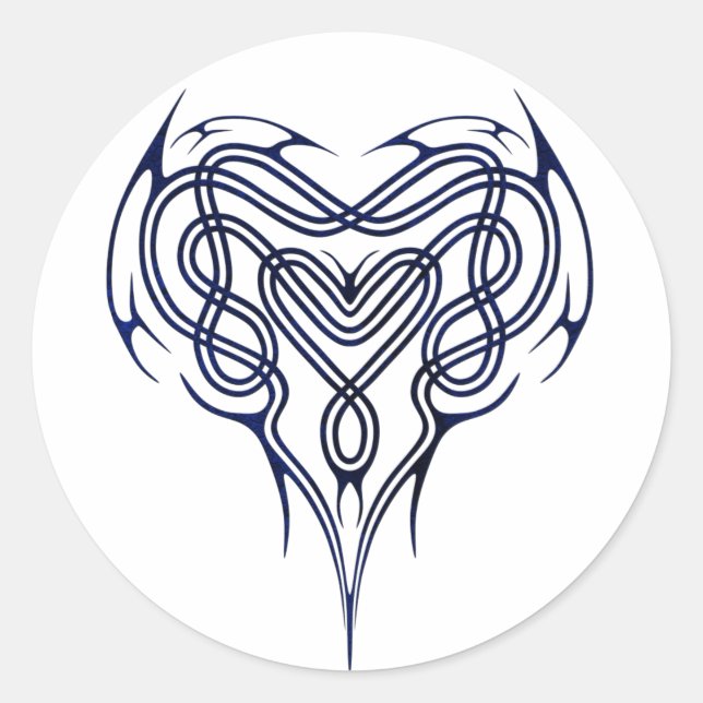 Blue Celtic Heart Runder Aufkleber (Vorderseite)