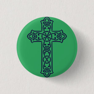 Blue Celtic High Cross Button