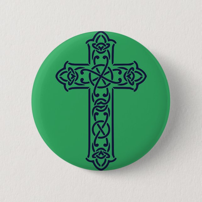 Blue Celtic High Cross Button (Vorderseite)