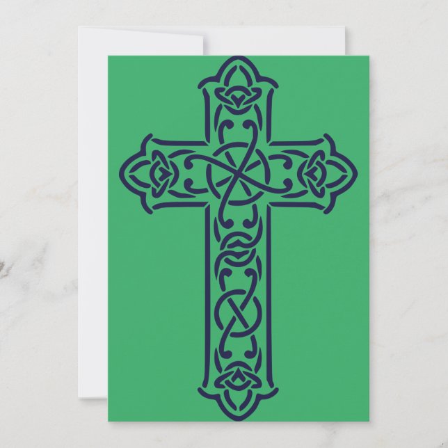 Blue Celtic High Cross Feiertagskarte (Vorderseite)