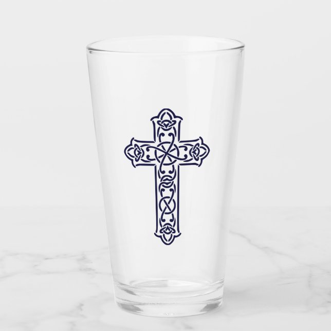Blue Celtic High Cross Glas (Vorderseite)